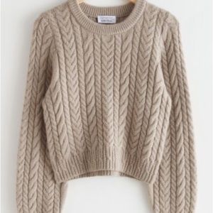 & and other stories cable knit sweater in beige